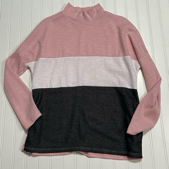 NWT Haptics Blush Colorblock Mock Neck Long Sleeve Top Size S - Picture 2 of 9